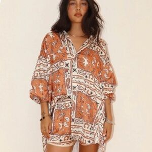 Orange and White Patterned Shirt  horse western Bailey rose